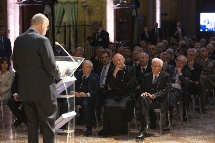 Il Presidente della Repubblica Sergio Mattarella nella sede della Fondazione per le Scienze religiose Giovanni XXIII, in occasione del 70° anniversario della Fondazione 
