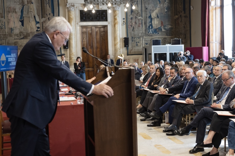 Il Presidente della Repubblica Sergio Mattarella in occasione dell'intervento agli “Stati generali su salute e sicurezza sul lavoro”
