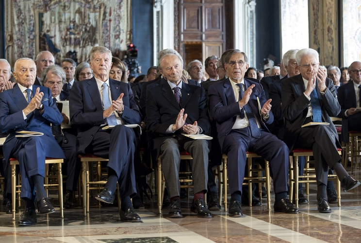 Il Presidente Sergio Mattarella in occasione della cerimonia di consegna delle insegne di Cavaliere dell’Ordine “Al Merito del Lavoro” ai Cavalieri del Lavoro nominati il 2 giugno 2024