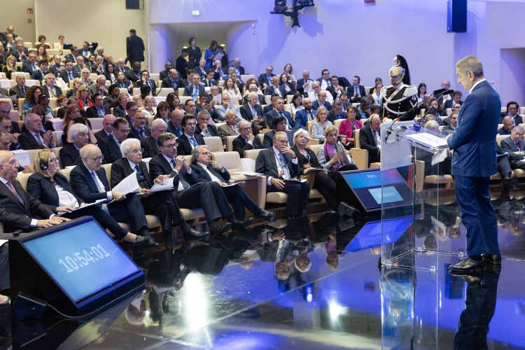 Il Presidente della Repubblica Sergio Mattarella in occasione dell'intervento alla cerimonia della 100^ Giornata Mondiale del Risparmio
