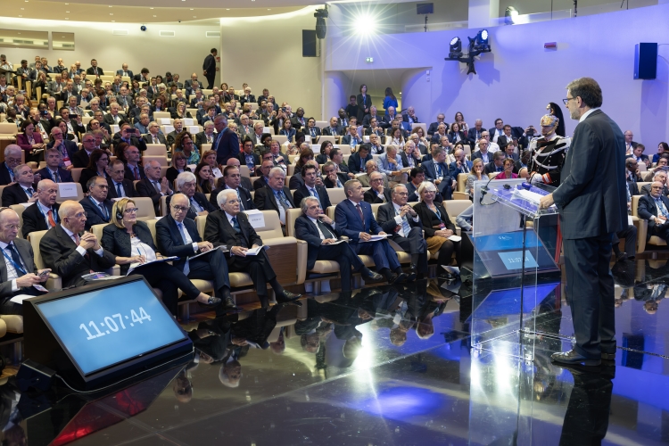 Il Presidente della Repubblica Sergio Mattarella in occasione dell'intervento alla cerimonia della 100^ Giornata Mondiale del Risparmio
