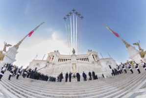 Roma- Il Presidente della Repubblica Sergio Mattarella  all'Altare della Patria in occasione della Giornata dell'Unità Nazionale e delle Forze Armate, oggi 4 novembre 2024.
