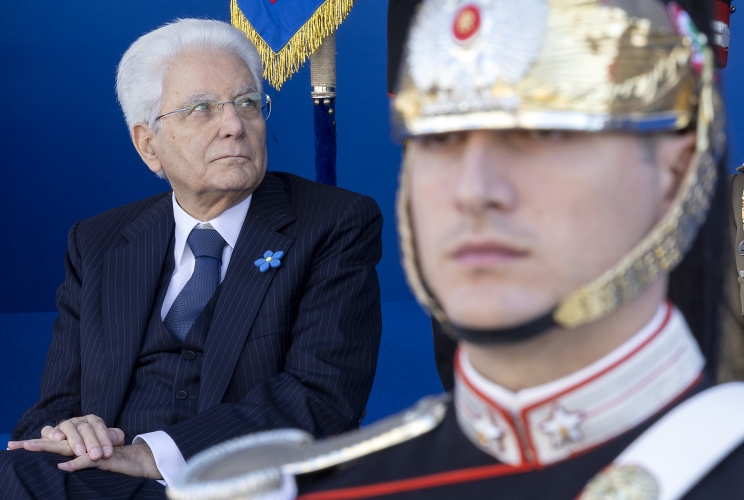 Il Presidente della Repubblica Sergio Mattarella in occasione della celebrazione della "Giornata dell'Unità Nazionale e delle Forze Armate" in Piazza San Marco