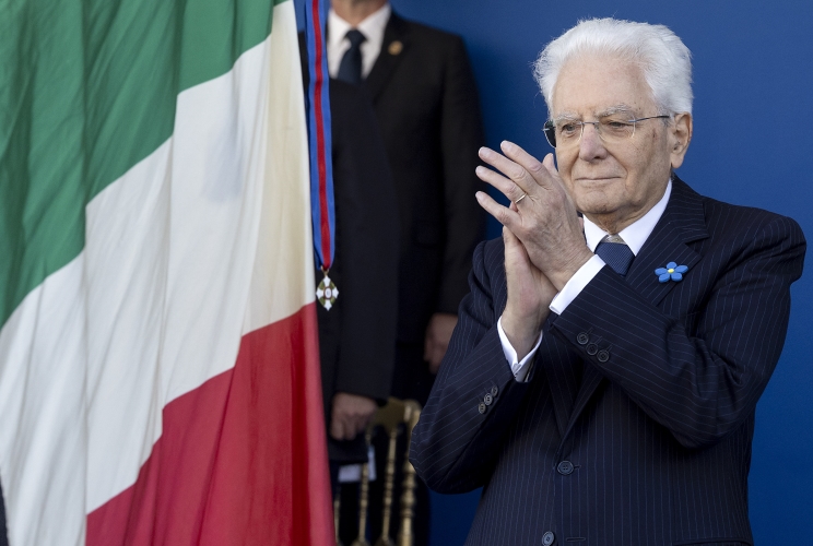 Il Presidente della Repubblica Sergio Mattarella in occasione della celebrazione della "Giornata dell'Unità Nazionale e delle Forze Armate" in Piazza San Marco