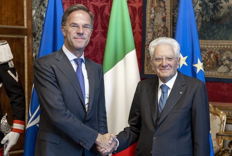 Il Presidente Sergio Mattarella con  Mark Rutte, Segretario generale della NATO