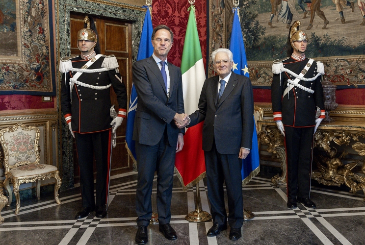 Il Presidente Sergio Mattarella con  Mark Rutte, Segretario generale della NATO