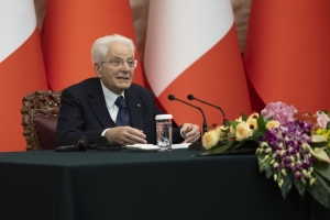 Il Presidente della Repubblica, Sergio Mattarella, e il Presidente della Repubblica Popolare Cinese, Xi Jinping, alla presentazione dei risultati del Forum culturale Italia – Cina
