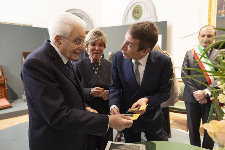 Il Presidente della Repubblica Sergio Mattarella con Evelina Christillin, Presidente del Museo Egizio e con Christian Greco, Direttore del Museo Egizio
