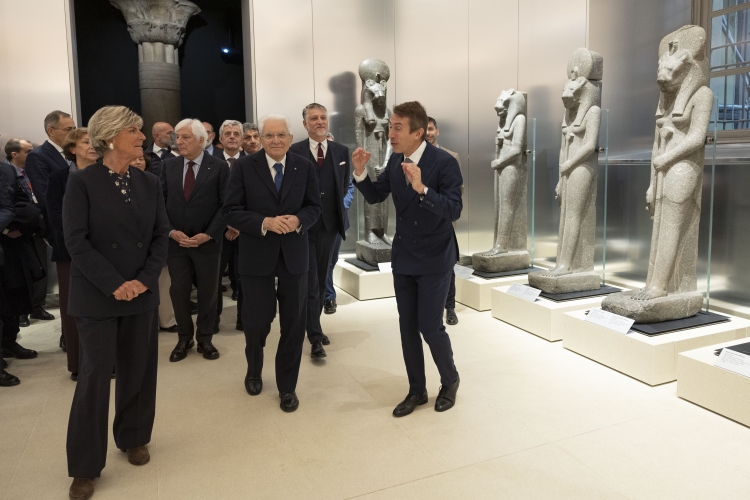 Il Presidente della Repubblica Sergio Mattarella visita la nuova ala del Museo Egizio 
