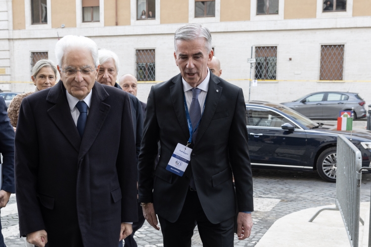 Il Presidente della Repubblica Sergio Mattarella con Marco Granelli, Presidente di Confartigianato  in occasione dell’Assemblea Generale di Confartigianato 

