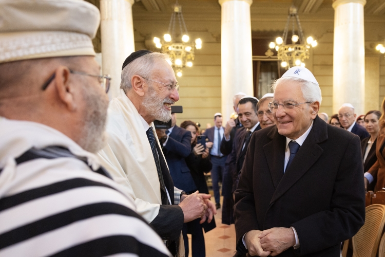 Il Presidente della Repubblica Sergio Mattarella in occasione della cerimonia dei 120 anni dall’inaugurazione del Tempio Maggiore di Roma e dei 500 anni dalla nascita della Comunità ebraica  
