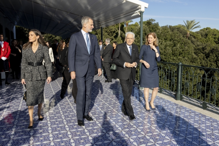 Il Presidente Sergio Mattarella e la Sig.ra Laura con le Loro Maestà il Re Felipe VI e la Regina Letizia di Spagna a Villa Rosebery
