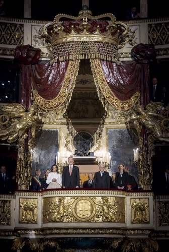 Il Presidente della Repubblica Sergio Mattarella con il Re Felipe VI di Spagna al Teatro San Carlo