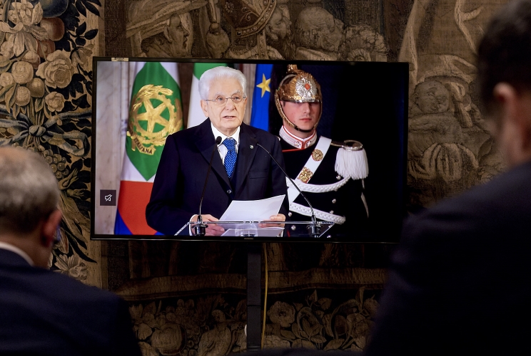 Il Presidente Sergio Mattarella in occasione della cerimonia per lo scambio degli auguri di fine anno con il Corpo Diplomatico
