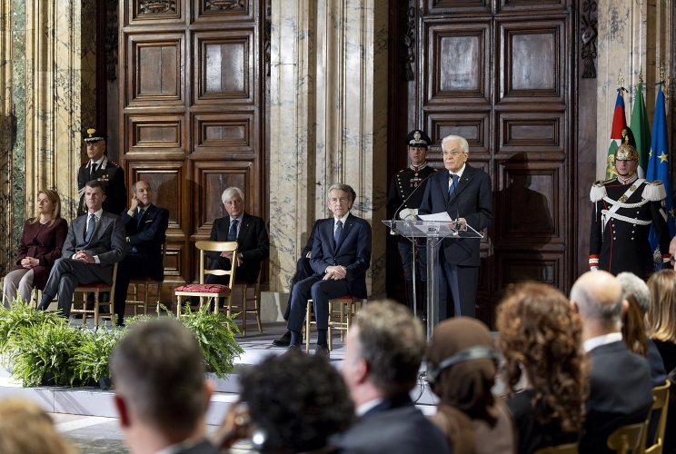 Il Presidente Sergio Mattarella in occasione della cerimonia per lo scambio degli auguri di fine anno con il Corpo Diplomatico