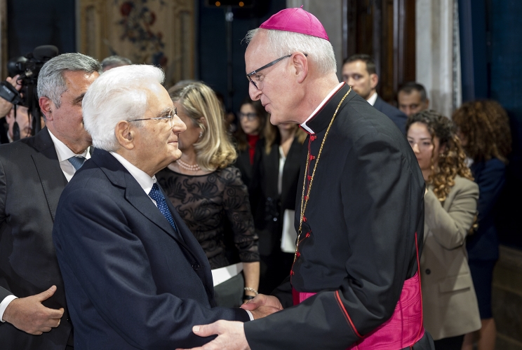 Il Presidente Sergio Mattarella con S.E. Rev.ma Mons. Petar Rajič, Decano del Corpo Diplomatico-Nunzio Apostolico