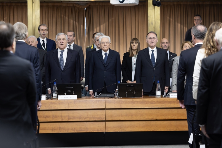Il Presidente della Repubblica Sergio Mattarella e il Ministro degli Affari Esteri e della Cooperazione Internazionale Antonio Tajani in occasione della XVII Conferenza delle Ambasciatrici e degli Ambasciatori d’Italia
