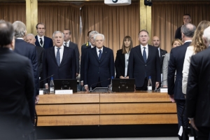 Il Presidente della Repubblica Sergio Mattarella e il Ministro degli Affari Esteri e della Cooperazione Internazionale Antonio Tajani in occasione della XVII Conferenza delle Ambasciatrici e degli Ambasciatori d’Italia
