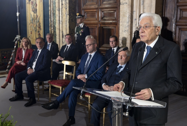 Il Presidente Sergio Mattarella in occasione della cerimonia per lo scambio degli auguri di fine anno con i Rappresentanti delle Istituzioni, delle Forze Politiche e della Società Civile