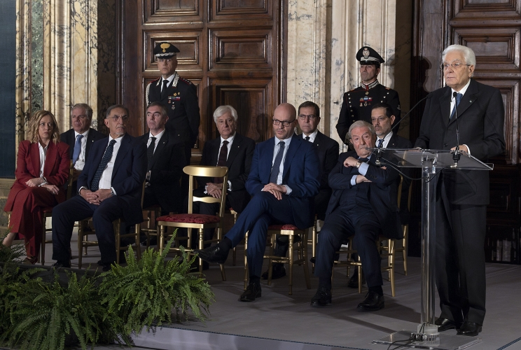 Il Presidente Sergio Mattarella in occasione della cerimonia per lo scambio degli auguri di fine anno con i Rappresentanti delle Istituzioni, delle Forze Politiche e della Società Civile