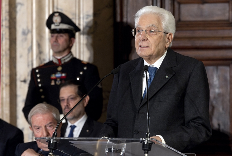 Il Presidente Sergio Mattarella in occasione della cerimonia per lo scambio degli auguri di fine anno con i Rappresentanti delle Istituzioni, delle Forze Politiche e della Società Civile