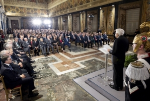 Il Presidente Sergio Mattarella in occasione della cerimonia per lo scambio degli auguri di fine anno con i Rappresentanti delle Istituzioni, delle Forze Politiche e della Società Civile