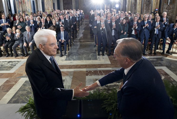Il Presidente Sergio Mattarella in occasione della cerimonia per lo scambio degli auguri di fine anno con i Rappresentanti delle Istituzioni, delle Forze Politiche e della Società Civile