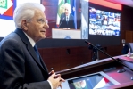 Intervento del Presidente Mattarella alla sede del Comando Operativo di Vertice Interforze in occasione della videoconferenza per rivolgere gli auguri ai militari italiani impegnati nei teatri di operazioni internazionali.