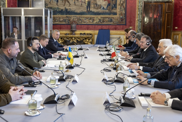 Il Presidente Sergio Mattarella in occasione dei colloqui con il Presidente d’Ucraina, Volodymyr Zelenskyy
