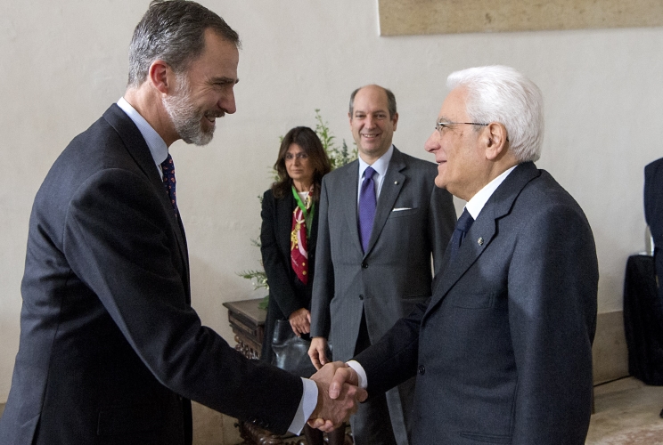 Il Presidente Sergio Mattarella con il Re di Spagna  Felipe VI in occasione del XII Simposio Cotec Europa