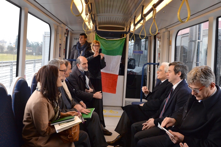 Il Presidente della Repubblica, Sergio Mattarella, a bordo del Tramvia per Scandicci 