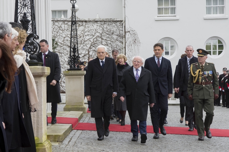 Il Presidente Sergio Mattarella con il Presidente d'Irlanda Michael D. Higgins 