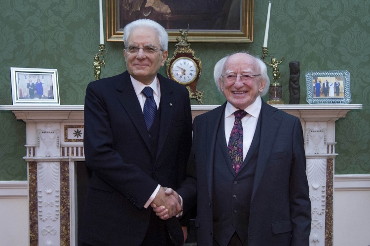 Il Presidente Sergio Mattarella con Presidente d'Irlanda Michael D. Higgins in occasione del Pranzo di Stato