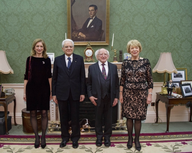 Il Presidente Sergio Mattarella con Presidente d'Irlanda Michael D. Higgins in occasione del Pranzo di Stato