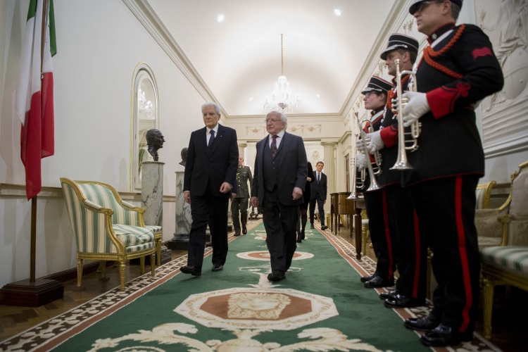 Il Presidente Sergio Mattarella con Presidente d'Irlanda Michael D. Higgins in occasione del Pranzo di Stato