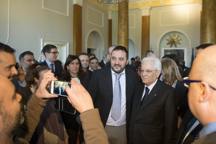 Il Presidente Sergio Mattarella, nella Residenza ufficiale dell'Ambasciatore d'Italia,