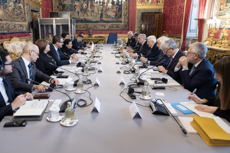 Il Presidente della Repubblica Sergio Mattarella con Myriam Spiteri Debono,Presidente della Repubblica di Malta, in visita ufficiale    
