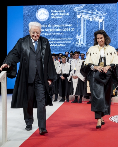 Il Presidente Mattarella in occasione dell'inaugurazione dell’anno accademico 2024/2025 dell’Università degli Studi di Messina e del conferimento del Dottorato honoris causa al Presidente della Repubblica 