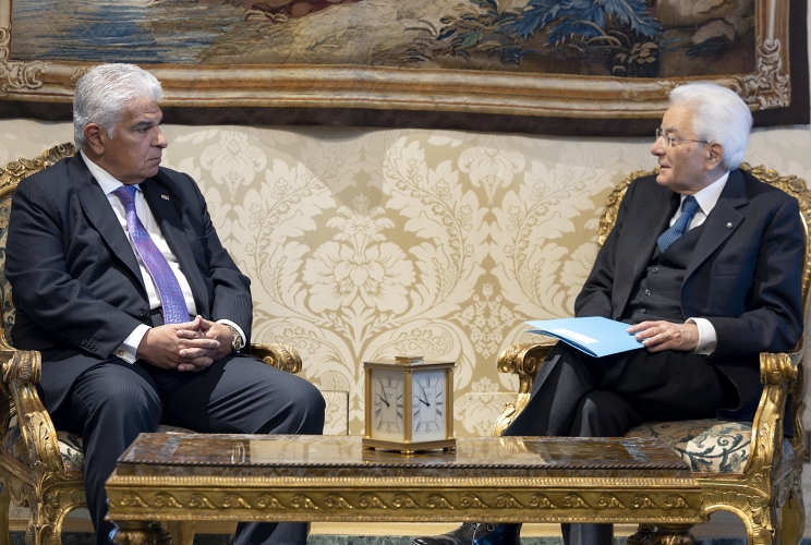 Il Presidente della Repubblica Sergio Mattarella con il Presidente della Repubblica di Panama José Raùl Mulino Quintero