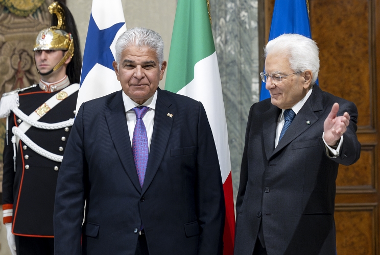 Il Presidente della Repubblica Sergio Mattarella con il Presidente della Repubblica di Panama José Raùl Mulino Quintero