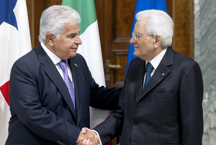 Il Presidente della Repubblica Sergio Mattarella con il Presidente della Repubblica di Panama José Raùl Mulino Quintero