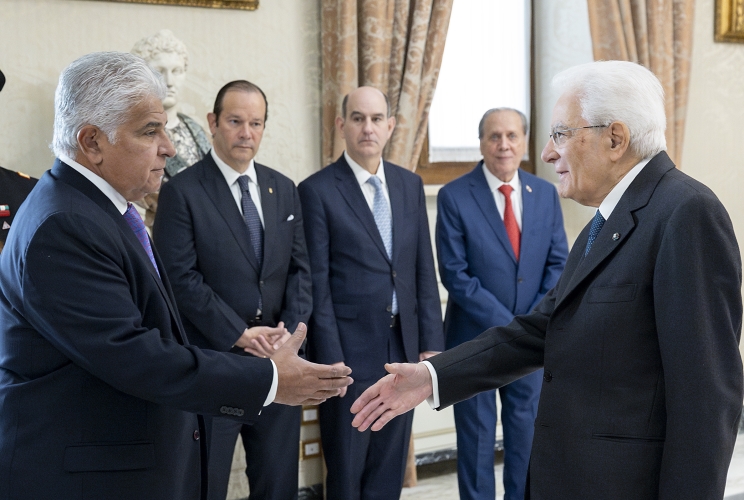 Il Presidente della Repubblica Sergio Mattarella con il Presidente della Repubblica di Panama José Raùl Mulino Quintero