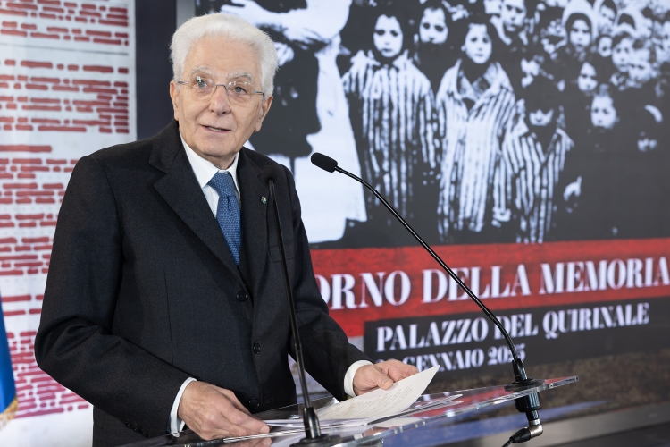 Il Presidente della Repubblica Sergio Mattarella in occasione della celebrazione del "Giorno della Memoria" al Quirinale 

