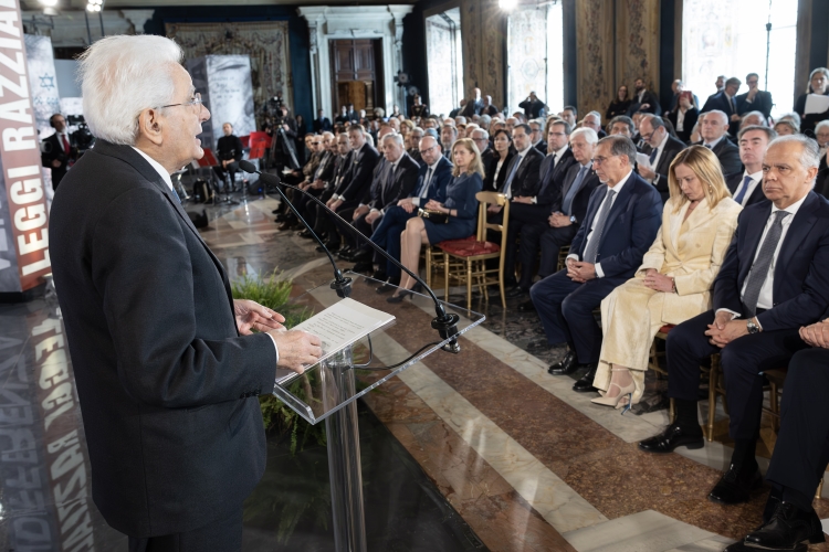 Il Presidente della Repubblica Sergio Mattarella in occasione della celebrazione del "Giorno della Memoria" al Quirinale 
