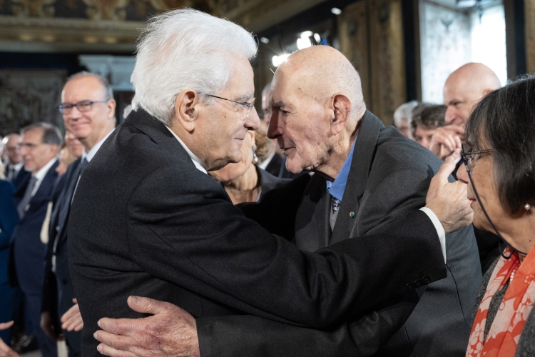 Il Presidente della Repubblica Sergio Mattarella con Sami Modiano,in occasione delle Celebrazione del "Giorno della Memoria"
