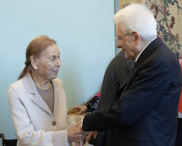 Il Presidente della Repubblica Sergio Mattarella con Edith Bruck,in occasione delle Celebrazione del "Giorno della Memoria"
