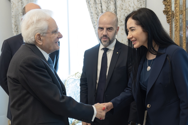 Il Presidente della Repubblica, Sergio Mattarella saluta Marina Brambilla, Rettrice dell'Università degli Studi di Milano Statale
