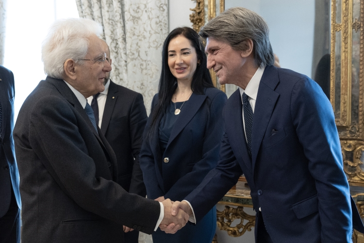 Il Presidente della Repubblica, Sergio Mattarella saluta Gianmario Verona, Presidente di Human Technopole 
