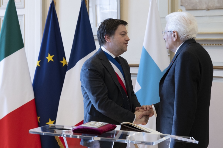 Il Presidente della Repubblica, Sergio Mattarella con il Sindaco di Marsiglia, Benoît Payan
