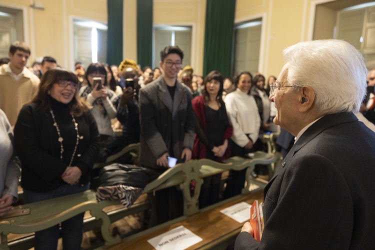 Il Presidente Mattarella durante la cerimonia di inaugurazione dell’anno accademico dell’Università per Stranieri di Perugia, in occasione del centesimo anno dalla fondazione